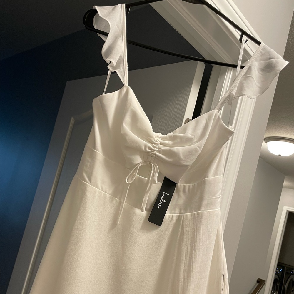 Lulus white maxi dress with slit